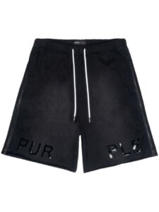 Purple Brand logo-appliqué side-zip shorts